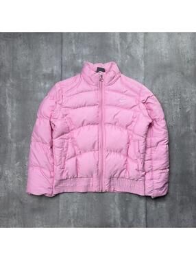 Y2K Pink Nike Swoosh Grunge Puffer Zip Up Jacket